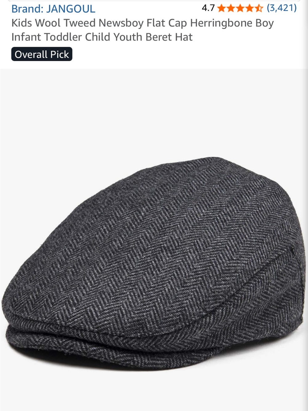 Kids Wool Tweed Newsboy Flat Cap Herringbone Boy Infant Toddler Child Youth Hat